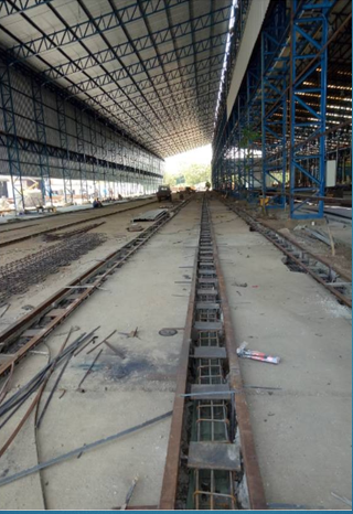 Pengecoran Rel Pondasi Gantry Lorry Workshop PT Bukaka